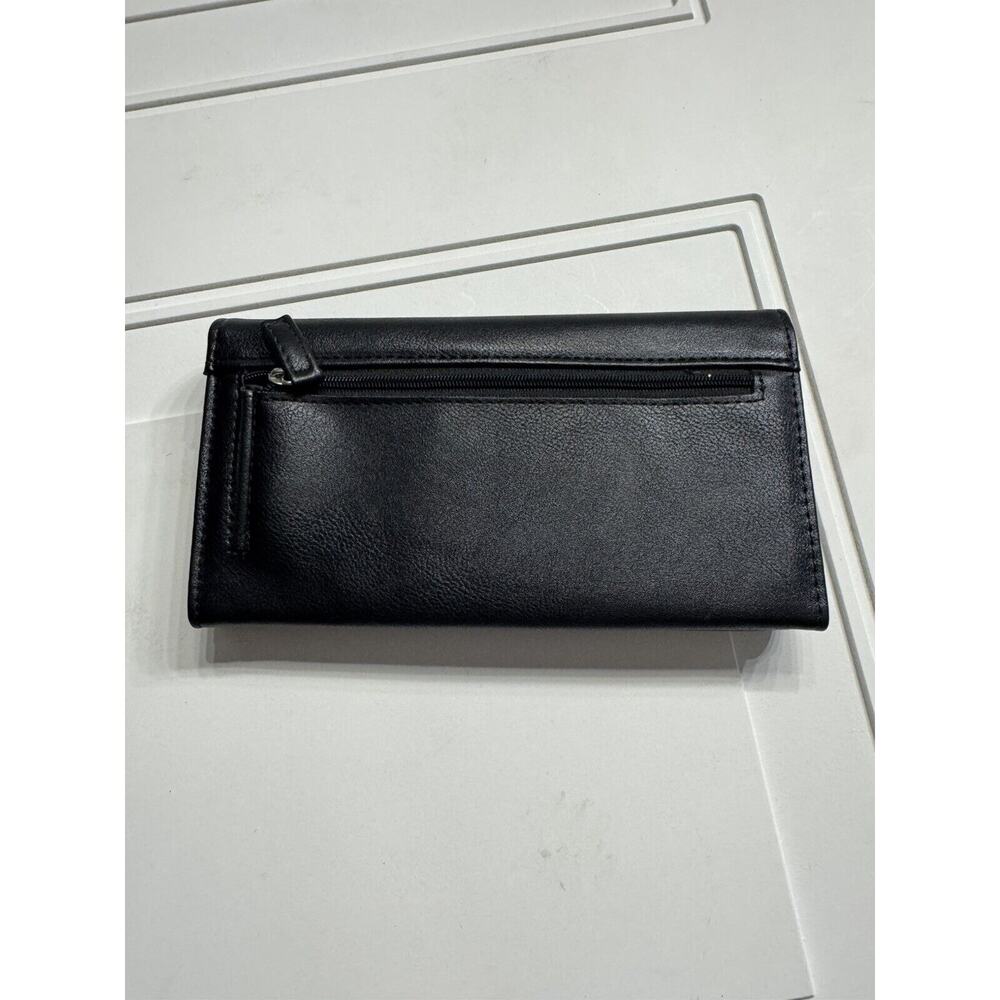 Nautica V Flap Clutch Wallet RFID Credit Cards Bill Slip Snap Closure Black - Picture 3 of 5